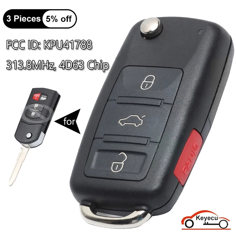 KEYECU 4 Buttons 313.8MHz 4D63 Chip for Mazda 6 Sedan RX-8 MX-5 Miata Auto Upgraded Flip Remote Control Key Fob KPU41788, 41525
KEYECU 4 Buttons 313.8MHz 4D63 Chip for Mazda 6 Sedan RX-8 MX-5 Miata Auto Upgraded Flip Remote Control Key Fob KPU41788, 41525