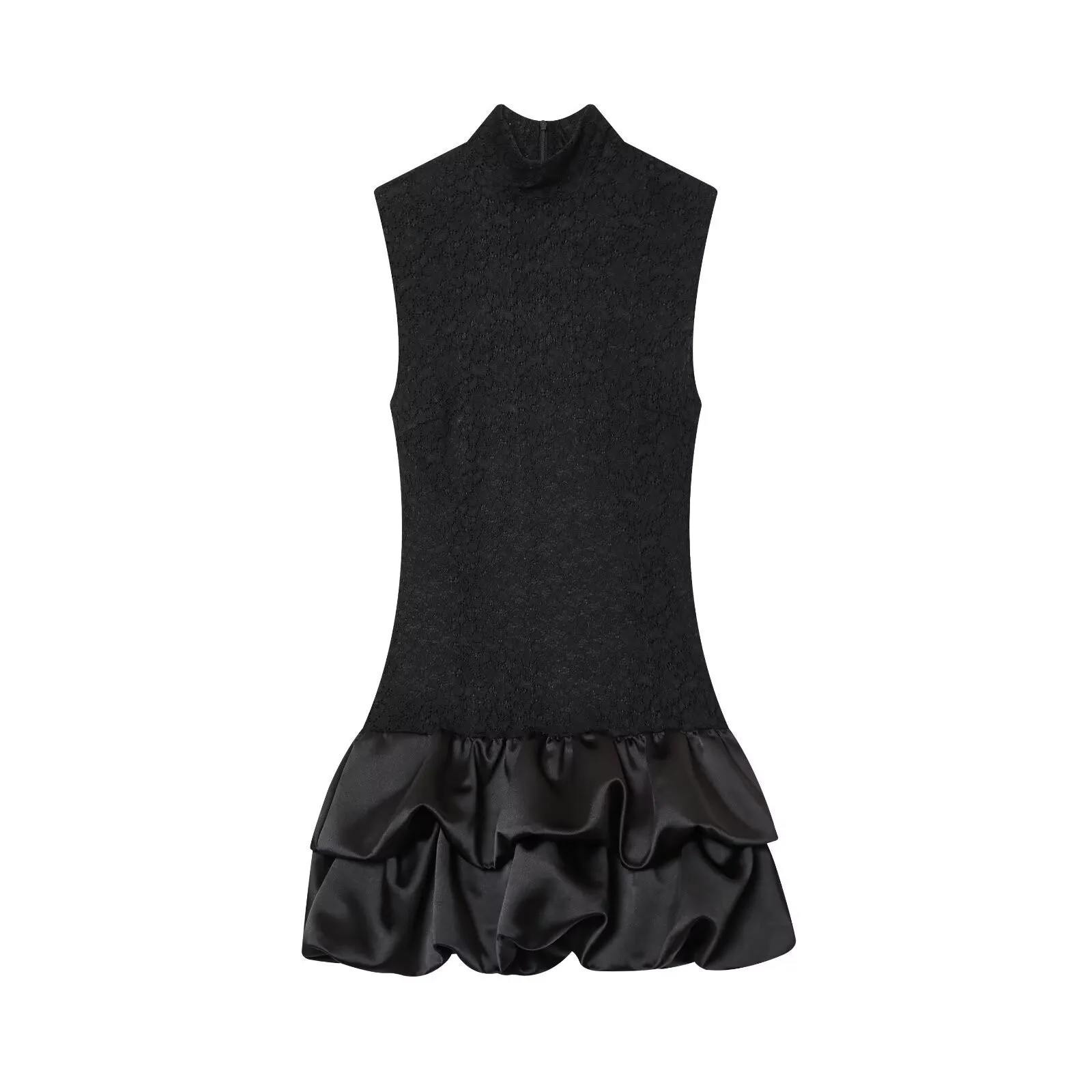 Chic Turtleneck Sleeveless Lace Two Tiers Ruched Semi-formal Mini Little Black Dress
Chic Turtleneck Sleeveless Lace Two Tiers Ruched Semi-formal Mini Little Black Dress
