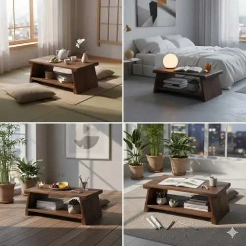 Minimalist Dark Wood Low Folding Table Japanese Style For Living Room Tatami Meditation Space Tea Serving And Storage
Minimalist Dark Wood Low Folding Table Japanese Style For Living Room Tatami Meditation Space Tea Serving And Storage