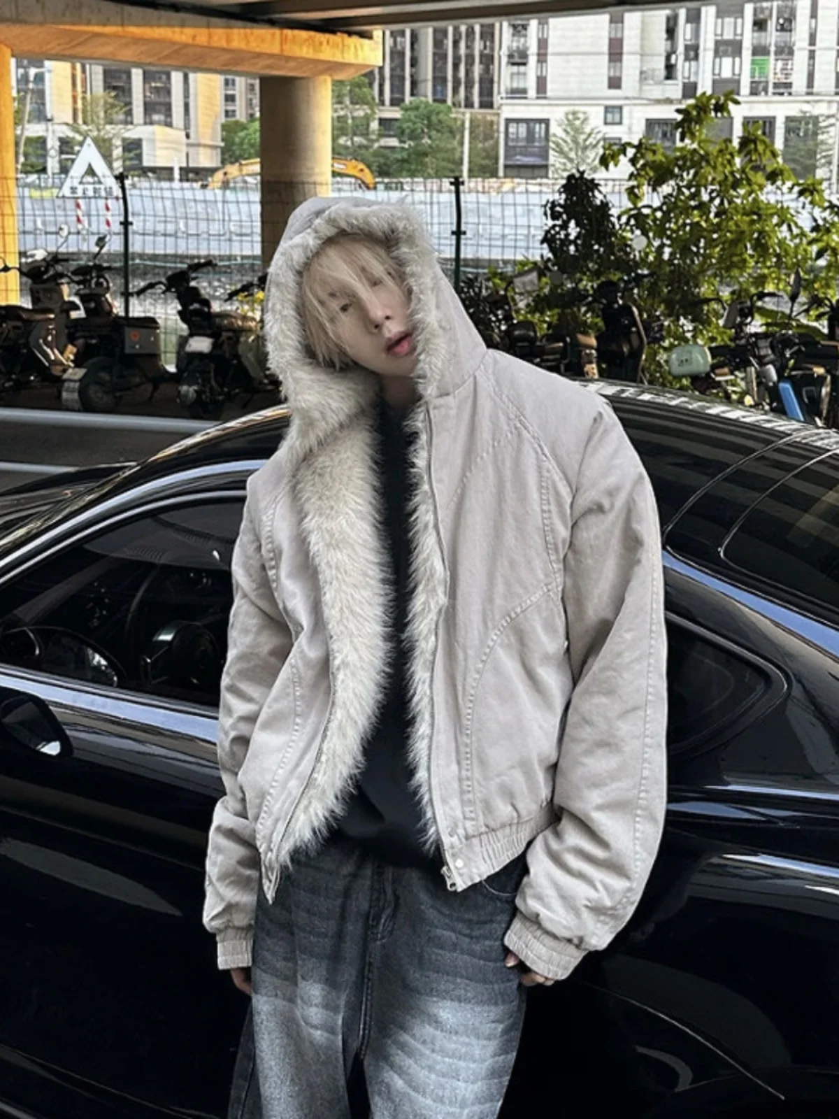 Bla Men's Winter ort Hooded Cotton Jaet Thiened Fur Collar Coat ex Cleanfit Trendy Casual Loose Polyester Fiber
Bla Men's Winter ort Hooded Cotton Jaet Thiened Fur Collar Coat ex Cleanfit Trendy Casual Loose Polyester Fiber