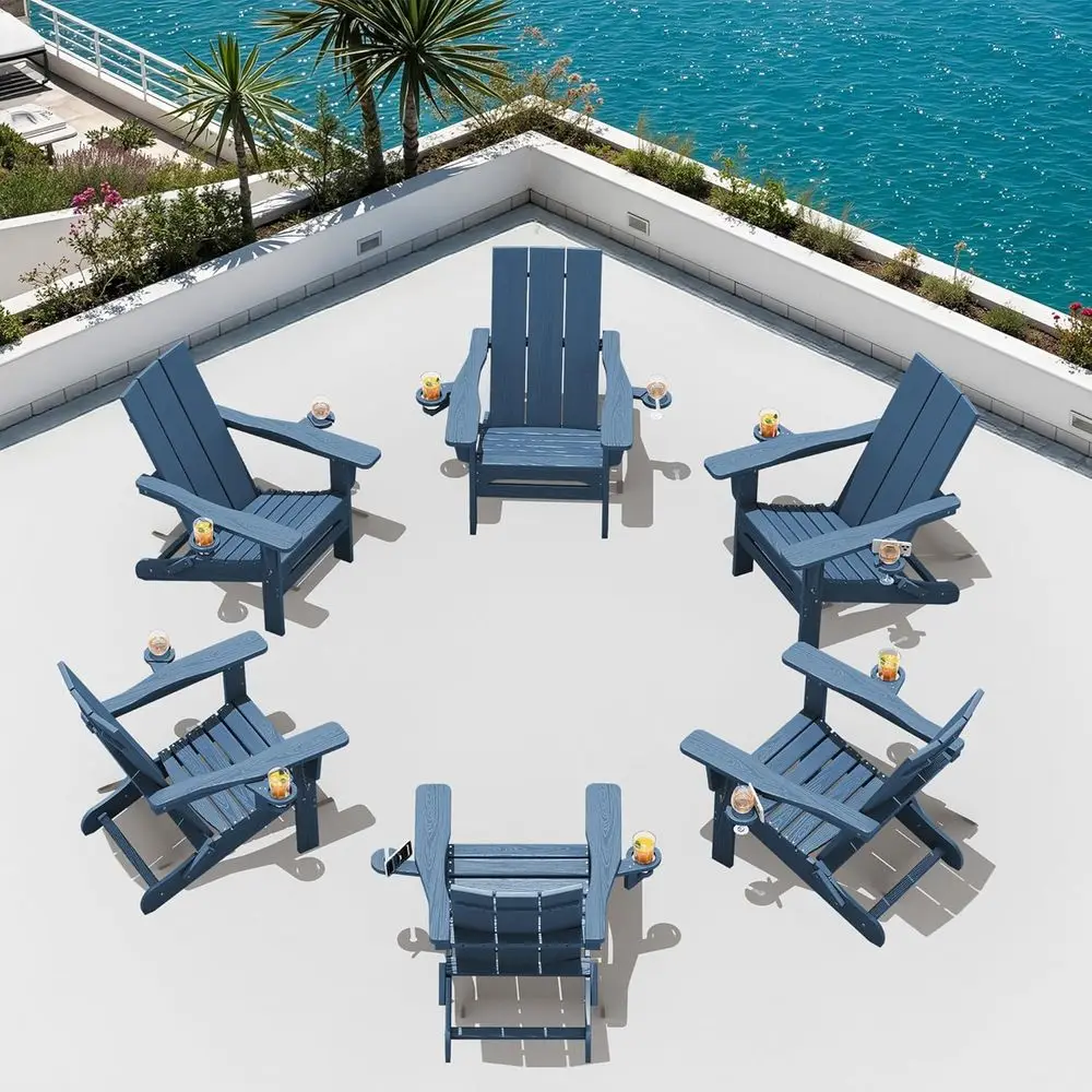 Weatherproof 6-Piece Outdoor Adirondack Chair Set with Dual Cup Holders, Ideal for Patio, Lawn, and Garden, Blue
Weatherproof 6-Piece Outdoor Adirondack Chair Set with Dual Cup Holders, Ideal for Patio, Lawn, and Garden, Blue