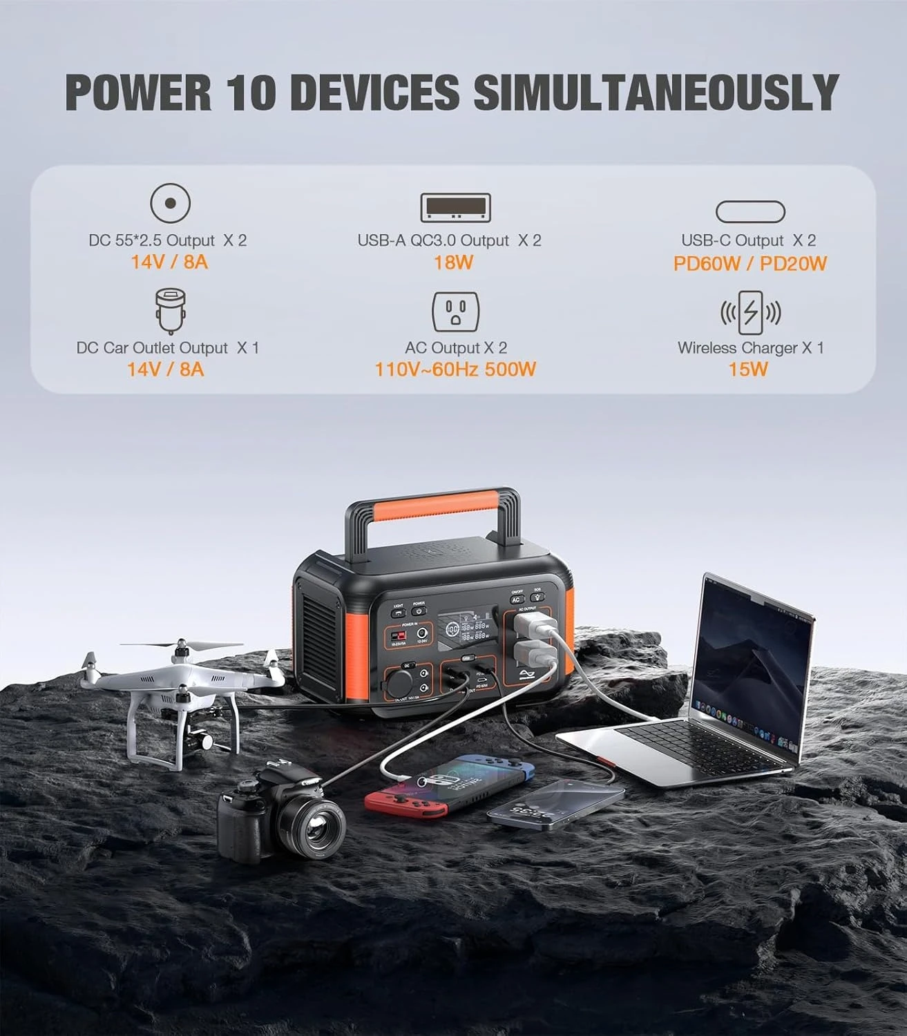 500W Portable Power Station 444Wh Solar Generator with 110V Pure Sine Wave AC Outlet/PD60W, 1000W Peak power station
500W Portable Power Station 444Wh Solar Generator with 110V Pure Sine Wave AC Outlet/PD60W, 1000W Peak power station