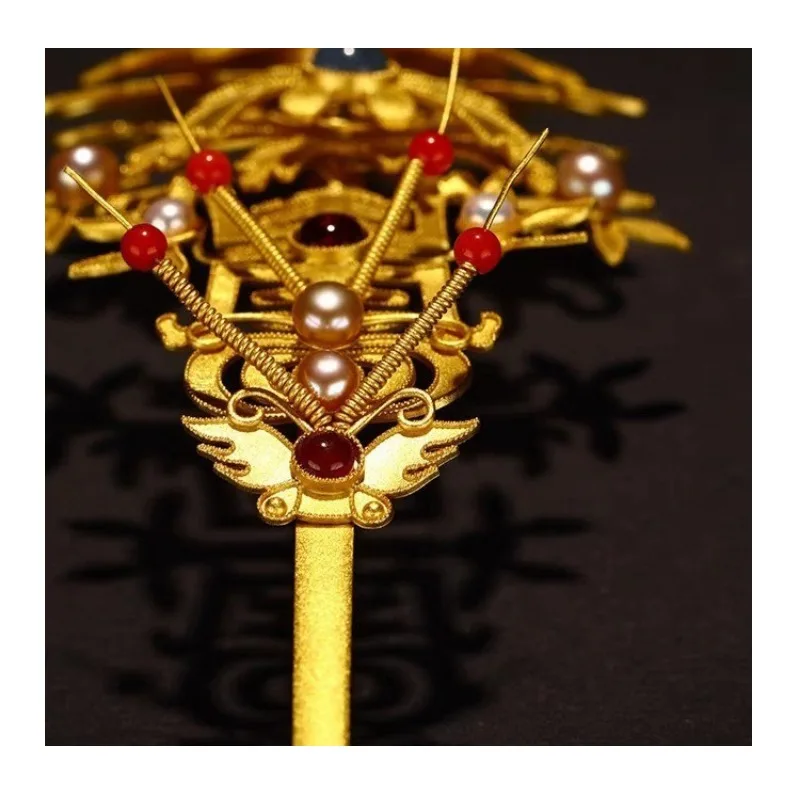 Copper-plated Hanfu Hair Accessories, Filigree Inlaid with Pauline Pattern, with Hairpin, Retro Court Style and Antique Style Ha
Copper-plated Hanfu Hair Accessories, Filigree Inlaid with Pauline Pattern, with Hairpin, Retro Court Style and Antique Style Ha