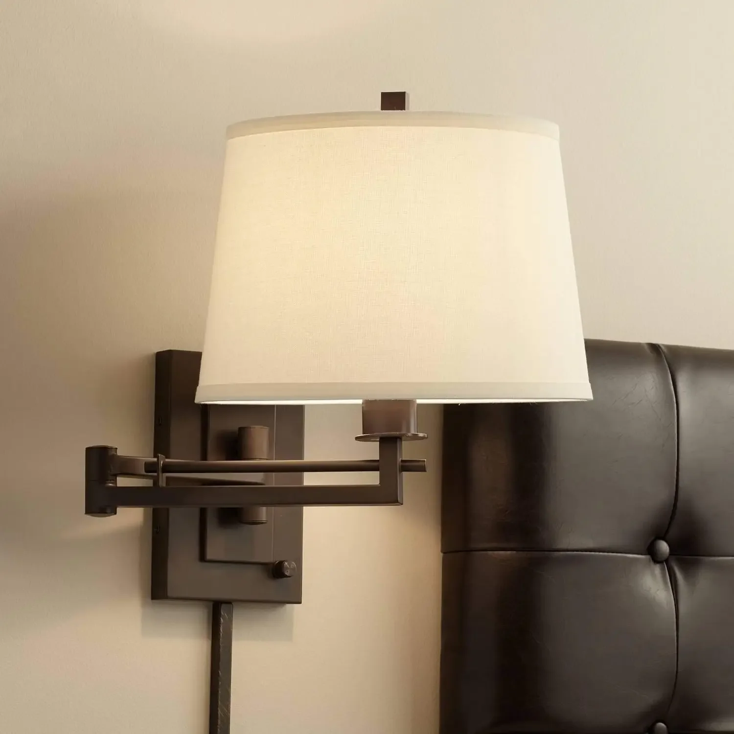 Easley Modern Swing Arm Adjustable Wall Lamp with Cord Matte Bronze Brown Plug-in Light Fixture Dimmable Fabric Drum Shade for B
Easley Modern Swing Arm Adjustable Wall Lamp with Cord Matte Bronze Brown Plug-in Light Fixture Dimmable Fabric Drum Shade for B