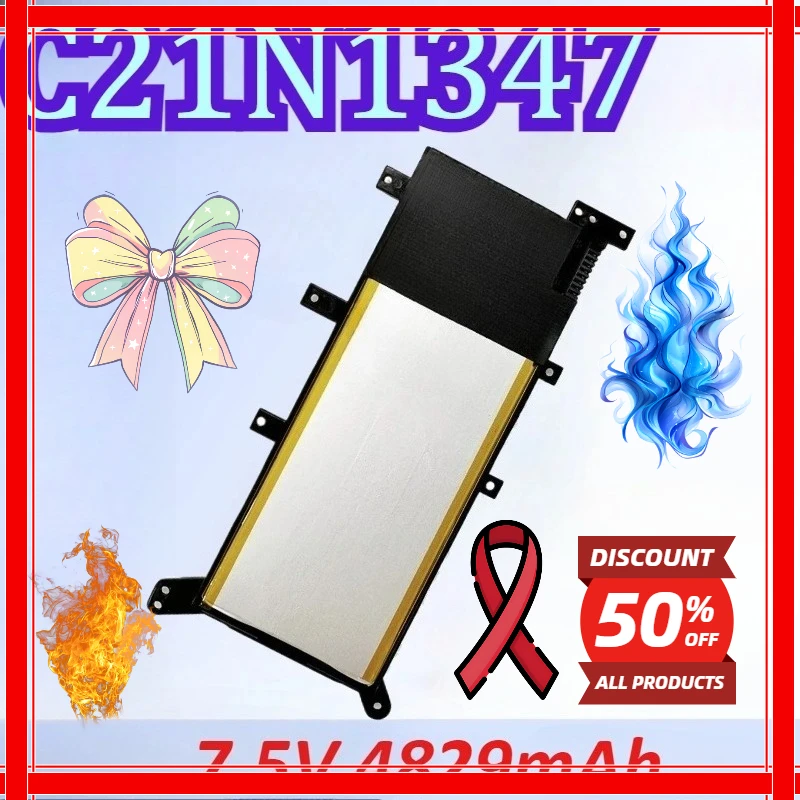 New 4829mAh 7.5V C21N1347 Laptop Battery for Asus X555 X555LA X555LD X555LN A555L K555L Y583LD W519LD K555LD K555LA R556L VM590L
New 4829mAh 7.5V C21N1347 Laptop Battery for Asus X555 X555LA X555LD X555LN A555L K555L Y583LD W519LD K555LD K555LA R556L VM590L