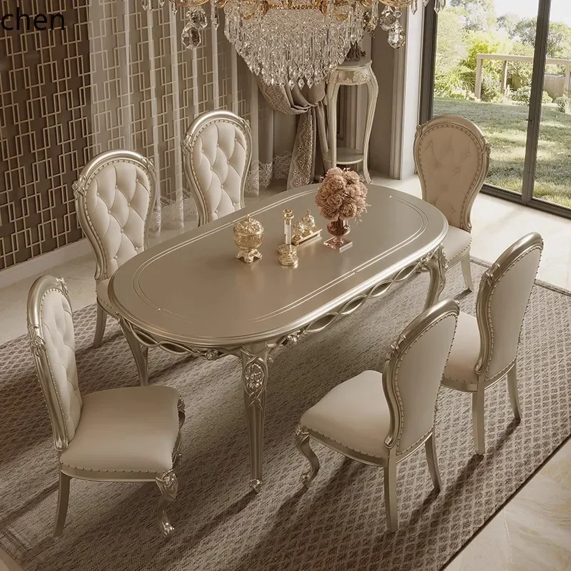 HT Solid Wood Long Dining Table Household Oval Dining Table and Chair Set Furniture
HT Solid Wood Long Dining Table Household Oval Dining Table and Chair Set Furniture