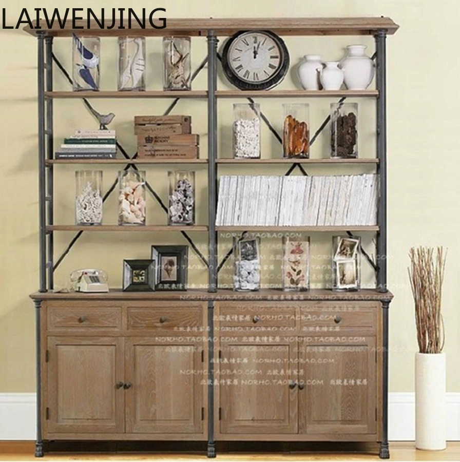 HLZ retro industrial style wrought iron bookshelf shelf old solid wood bookcase multi-layer display shelf
HLZ retro industrial style wrought iron bookshelf shelf old solid wood bookcase multi-layer display shelf