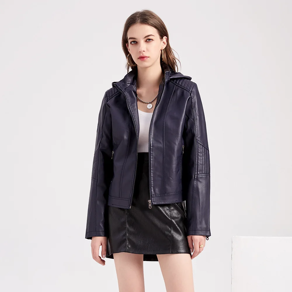 Nice Pop European and American autumn and winter leather jacket detachable Hat Women's plush leather coat
Nice Pop European and American autumn and winter leather jacket detachable Hat Women's plush leather coat