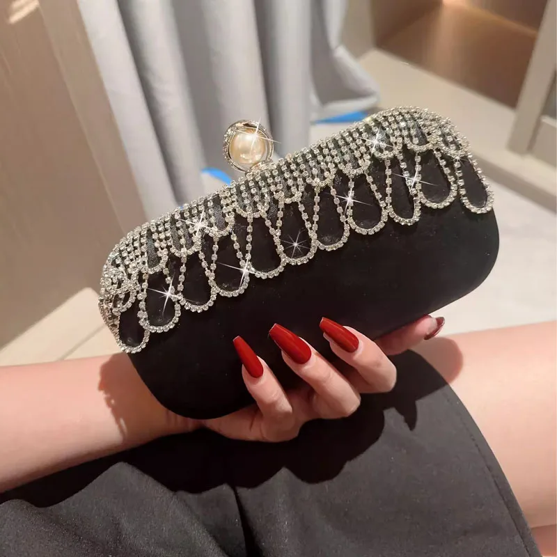 Trendy Elegant Black Evening Bags 2024 NEW Wedding Party Clutches Rhinestone Tassel Handbags For Women Chain Shoulder Bags Purse
Trendy Elegant Black Evening Bags 2024 NEW Wedding Party Clutches Rhinestone Tassel Handbags For Women Chain Shoulder Bags Purse