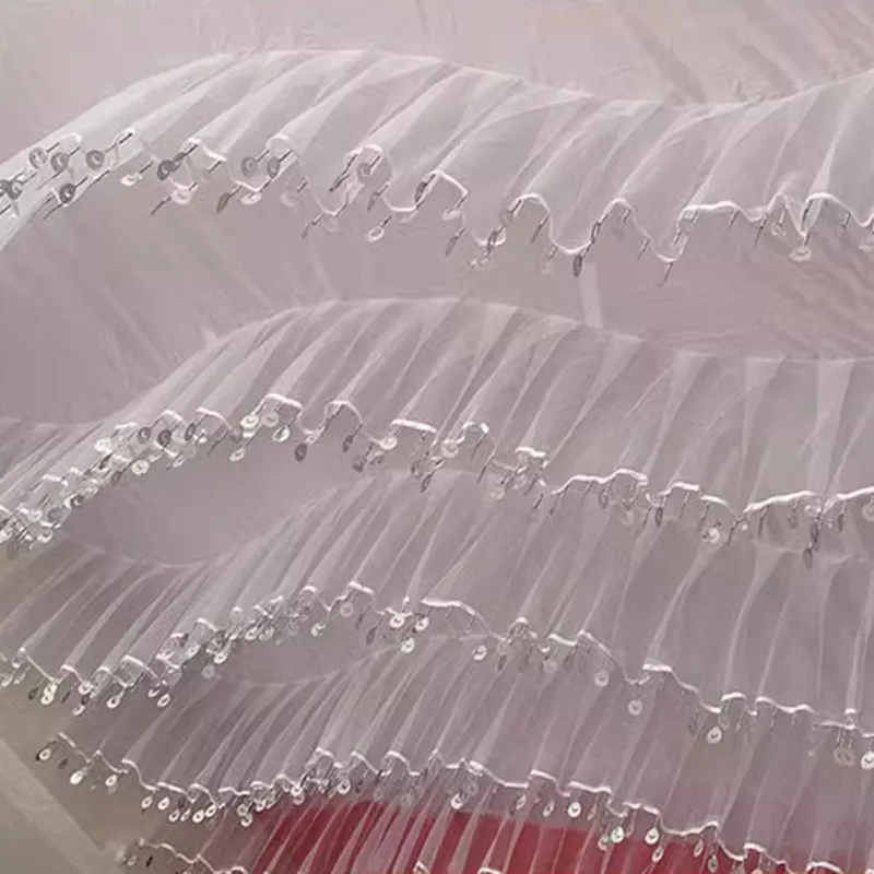 Size Customized S-shaped Wave Cloud Top Yarn With Shiny Sequin Hanging Ornament For Wedding Party Stage Ceiling Decoration
Size Customized S-shaped Wave Cloud Top Yarn With Shiny Sequin Hanging Ornament For Wedding Party Stage Ceiling Decoration