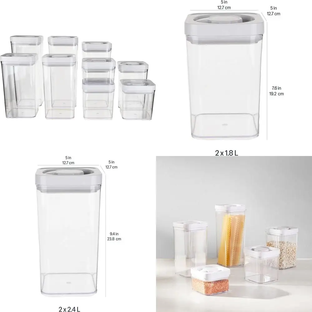 Герметичные контейнеры без BPA с поворотными крышками, набор из 10 прозрачных пластиковых емкостей для хранения на кухне
Герметичные контейнеры без BPA с поворотными крышками, набор из 10 прозрачных пластиковых емкостей для хранения на кухне