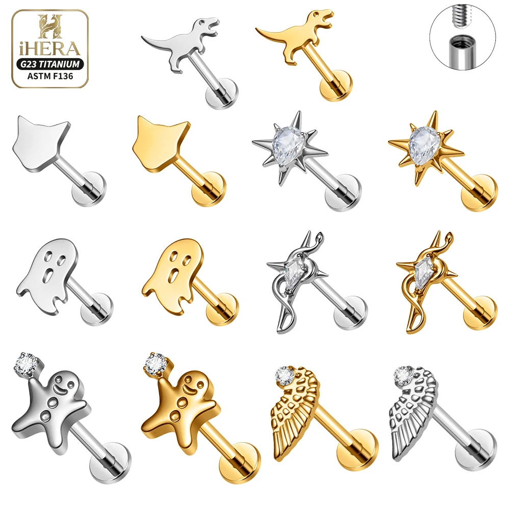 ASTM F136 Titanium Dinosaur Ghost Cat Shape Labret Piercing Jewelry Conch Helix Tragus Rook Earring Ear Lip Ring Nose Stud Body
ASTM F136 Titanium Dinosaur Ghost Cat Shape Labret Piercing Jewelry Conch Helix Tragus Rook Earring Ear Lip Ring Nose Stud Body