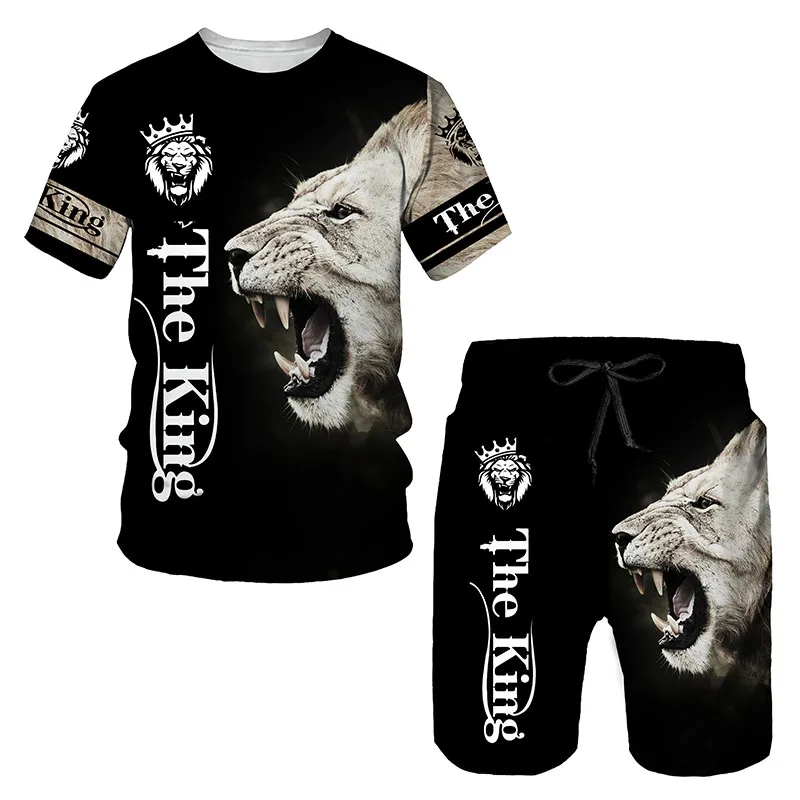 2023 Men T-shirt Set Tracksuit Training Wear Lion Pattern T-Shirt Shorts Casual Suit Oversized 2 Piece Set Sports Men Clothes
2023 Men T-shirt Set Tracksuit Training Wear Lion Pattern T-Shirt Shorts Casual Suit Oversized 2 Piece Set Sports Men Clothes