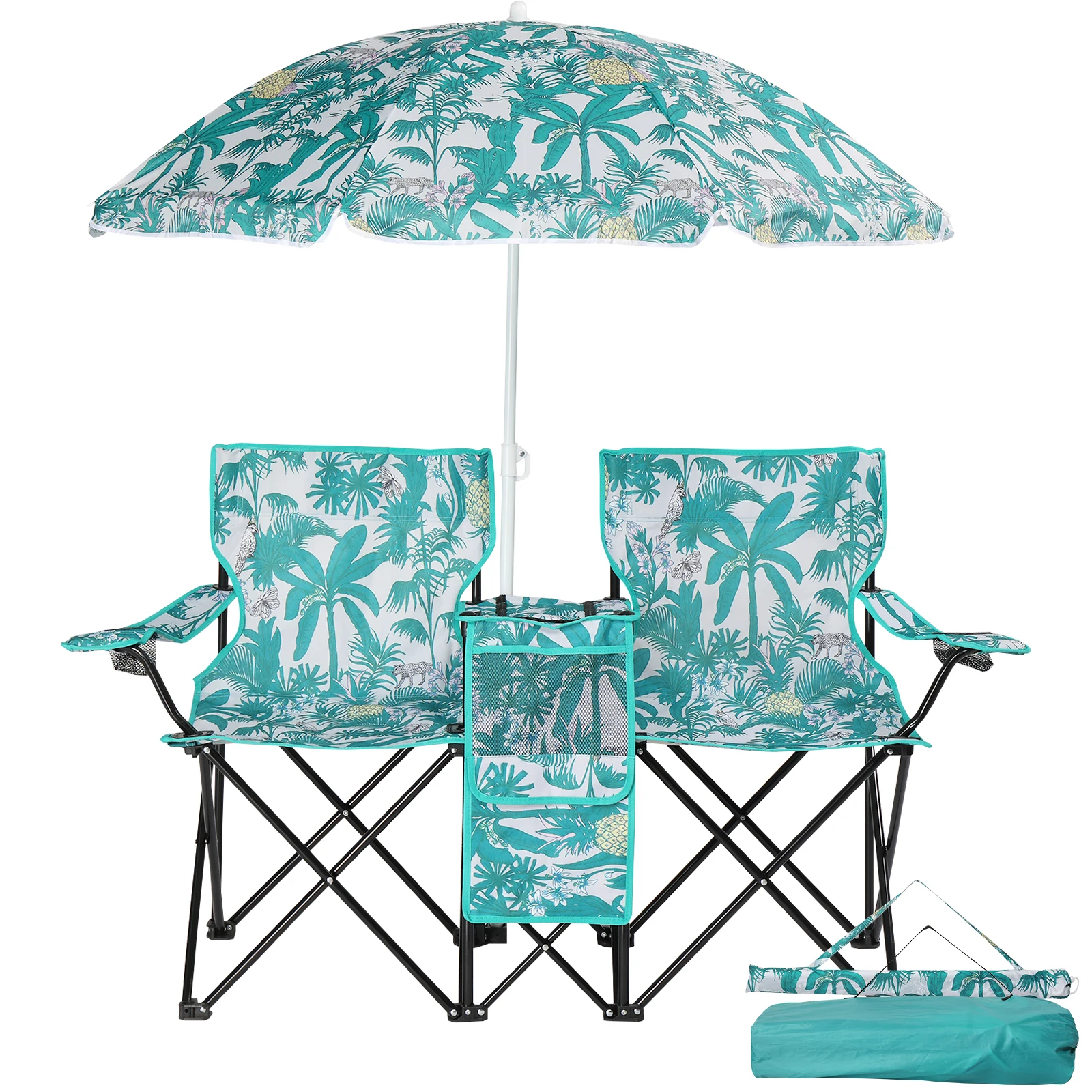 Portable Outdoor 2-Seat Folding Chair with Removable Sun Umbrella Pineapple
Portable Outdoor 2-Seat Folding Chair with Removable Sun Umbrella Pineapple