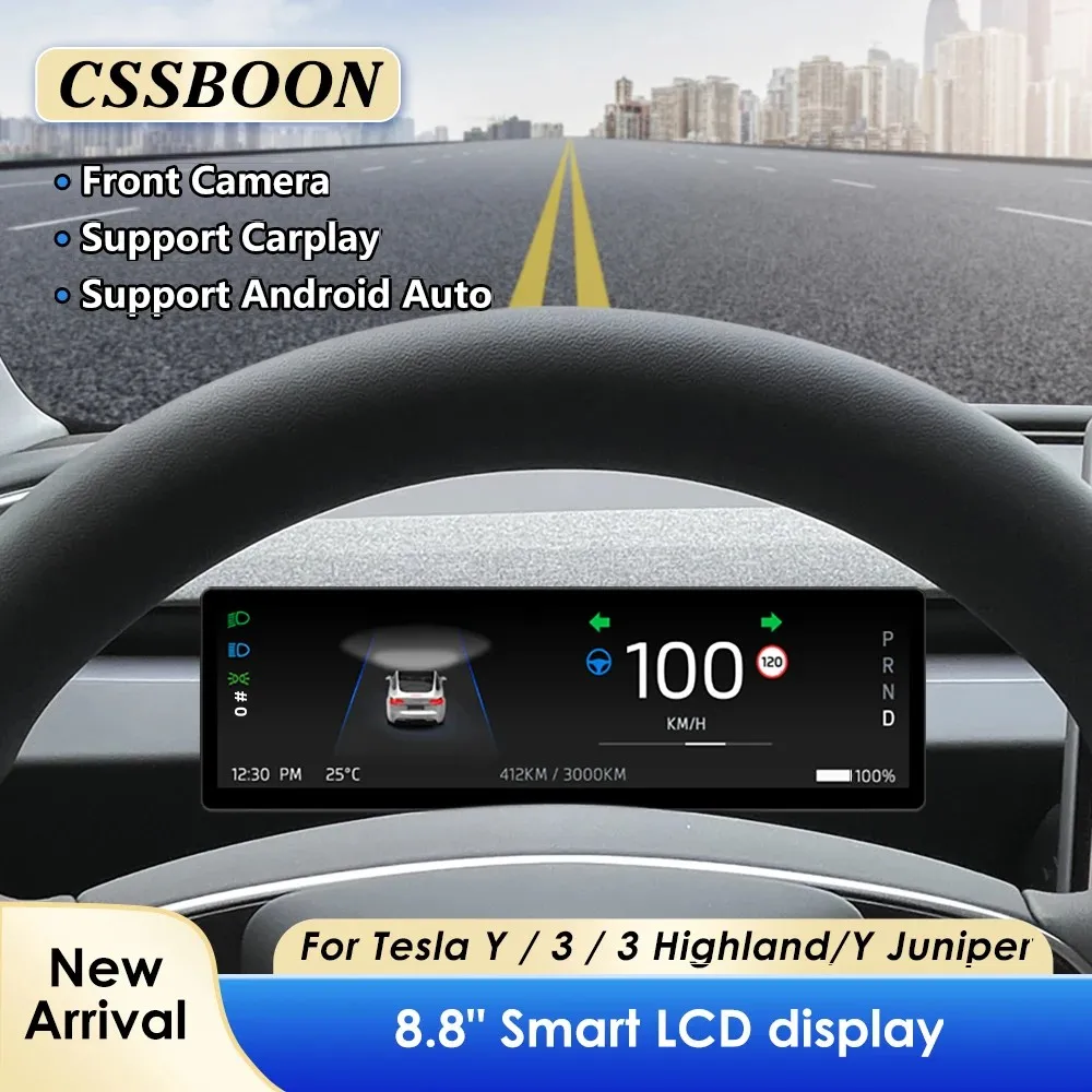 CSSBOON Linux 8.8 Screen Dashboard Tesla Intelligent Instrument Display Front Camera Monitoring For Tesla Model 3 Y Highland
CSSBOON Linux 8.8 Screen Dashboard Tesla Intelligent Instrument Display Front Camera Monitoring For Tesla Model 3 Y Highland
