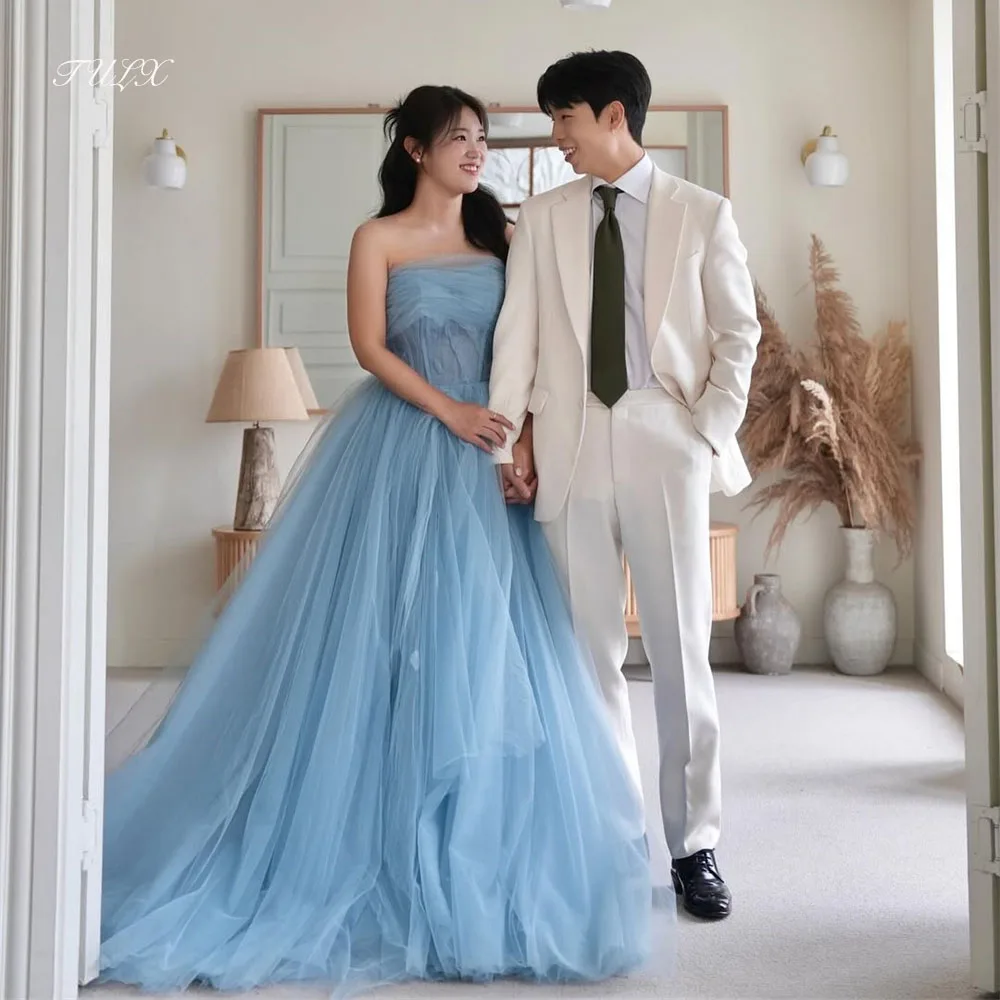 TULX Princess Blue Tulle Evening Dress Korea Wedding Photo Shoot Strapless Sleeveless A line Long Party Dress Corset Customized
TULX Princess Blue Tulle Evening Dress Korea Wedding Photo Shoot Strapless Sleeveless A line Long Party Dress Corset Customized