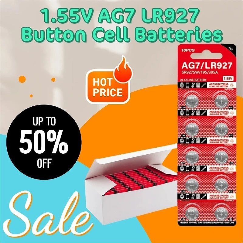 1.55V AG7 LR927 Button Cell Batteries for Watches, Clocks and Electronic Products
1.55V AG7 LR927 Button Cell Batteries for Watches, Clocks and Electronic Products