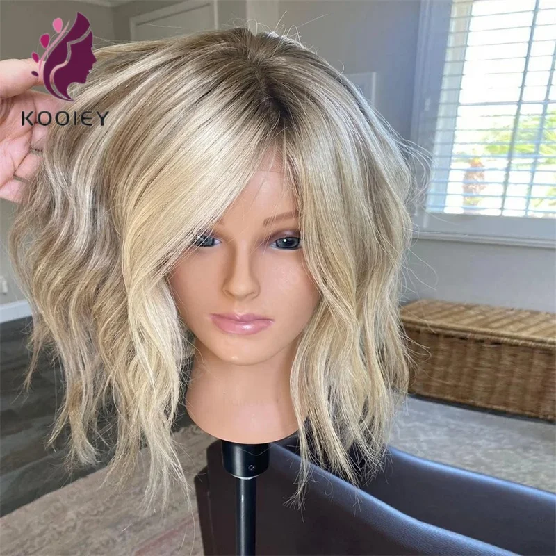 Ash Blonde Light Brown Mixed Colored Human Hair Short Wavy Bob Wigs 13x4 Lace Front Wigs #613 Made Brazilian Short Bob Wigs
Ash Blonde Light Brown Mixed Colored Human Hair Short Wavy Bob Wigs 13x4 Lace Front Wigs #613 Made Brazilian Short Bob Wigs