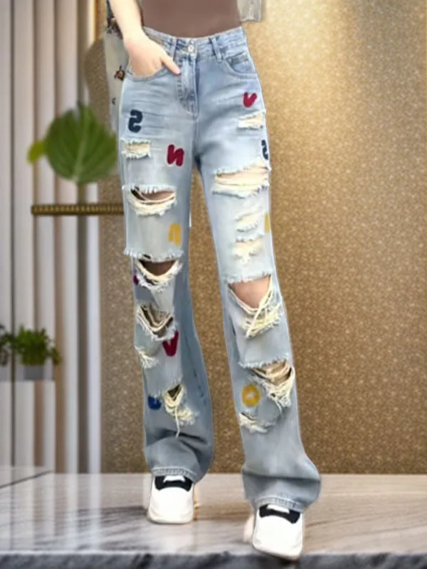 Spring New Fashionable Women's Wide Leg Jeans High Waist Denim Pants Antimicrobial Daily Wear Comfortable Blue Hole Design
Spring New Fashionable Women's Wide Leg Jeans High Waist Denim Pants Antimicrobial Daily Wear Comfortable Blue Hole Design