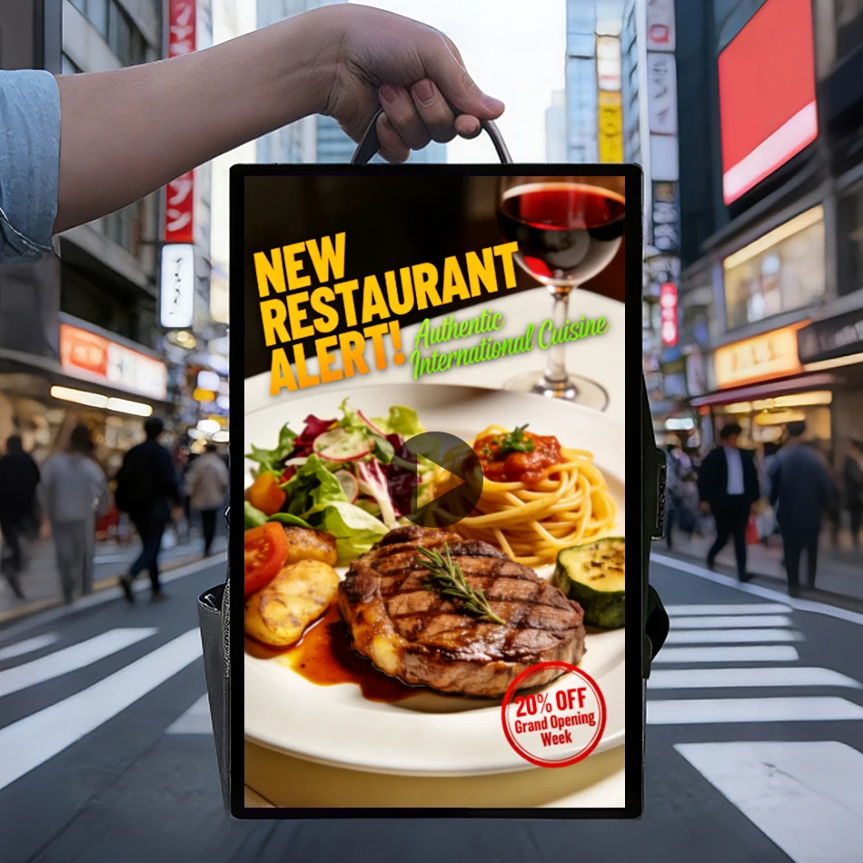 21.5 Inch Android LCD Vertical Video Digital Signage Displays Advertising Backpack Billboard For Walking Marketing Advertising