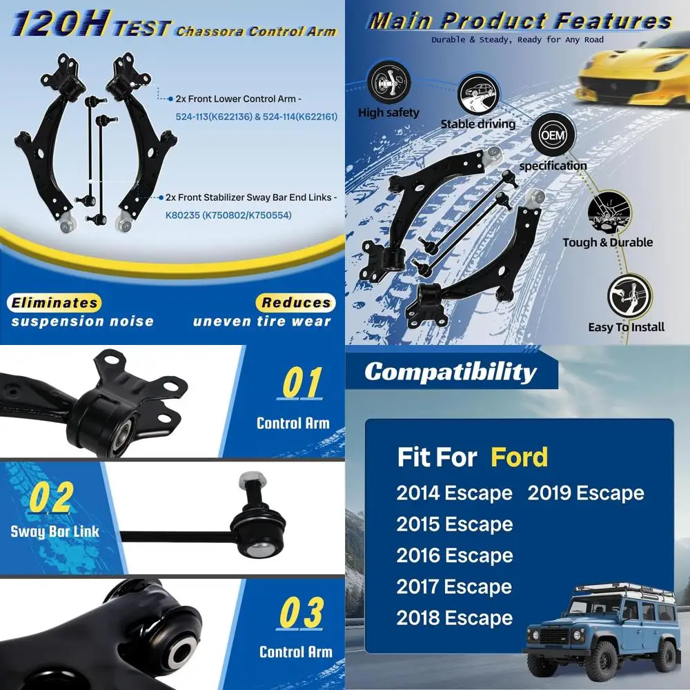 4PCS Front Lower Control Arm Stabilizer Sway Bar End Links for Ford Escape 2014 2015 2016 2017 2018 2019, Replace OE# 524-113 52
4PCS Front Lower Control Arm Stabilizer Sway Bar End Links for Ford Escape 2014 2015 2016 2017 2018 2019, Replace OE# 524-113 52