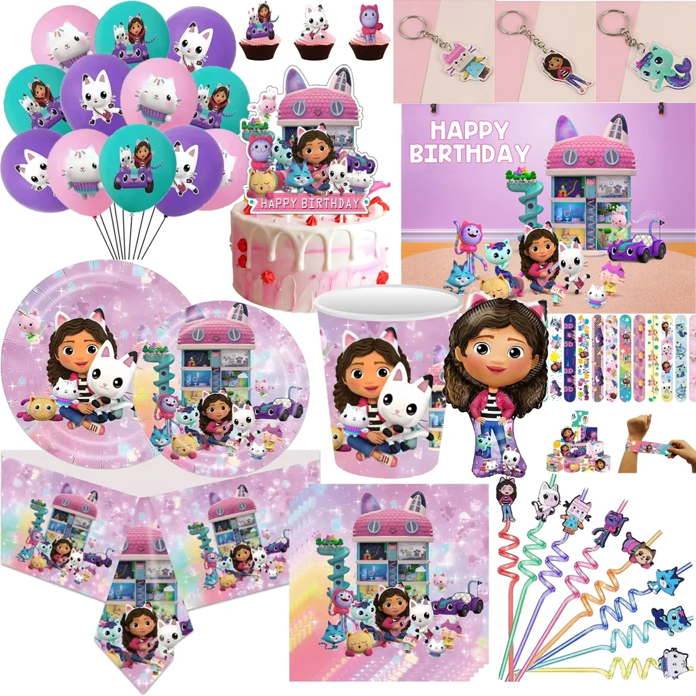Gabby Dollhouse Birthday Party Decoration Cartoon Cups Plates Tablecloth Balloon Slap Bracelet for Kids Baby Shower Party Suppli
Gabby Dollhouse Birthday Party Decoration Cartoon Cups Plates Tablecloth Balloon Slap Bracelet for Kids Baby Shower Party Suppli