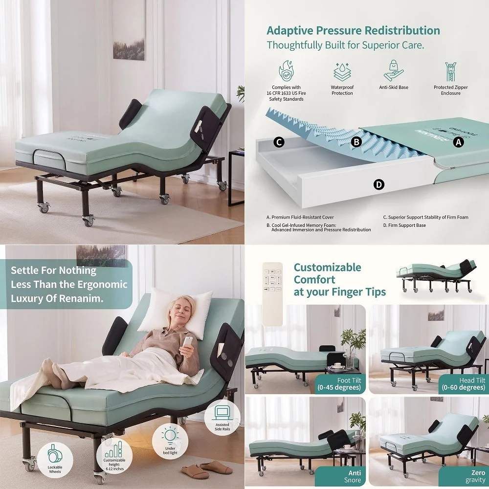 Sleep Aurora Adjustable Bed Base Frame Only, Easy Assembly, Head and Foot Lift, Zero Gravity, Memory Positions Twin XL
Sleep Aurora Adjustable Bed Base Frame Only, Easy Assembly, Head and Foot Lift, Zero Gravity, Memory Positions Twin XL