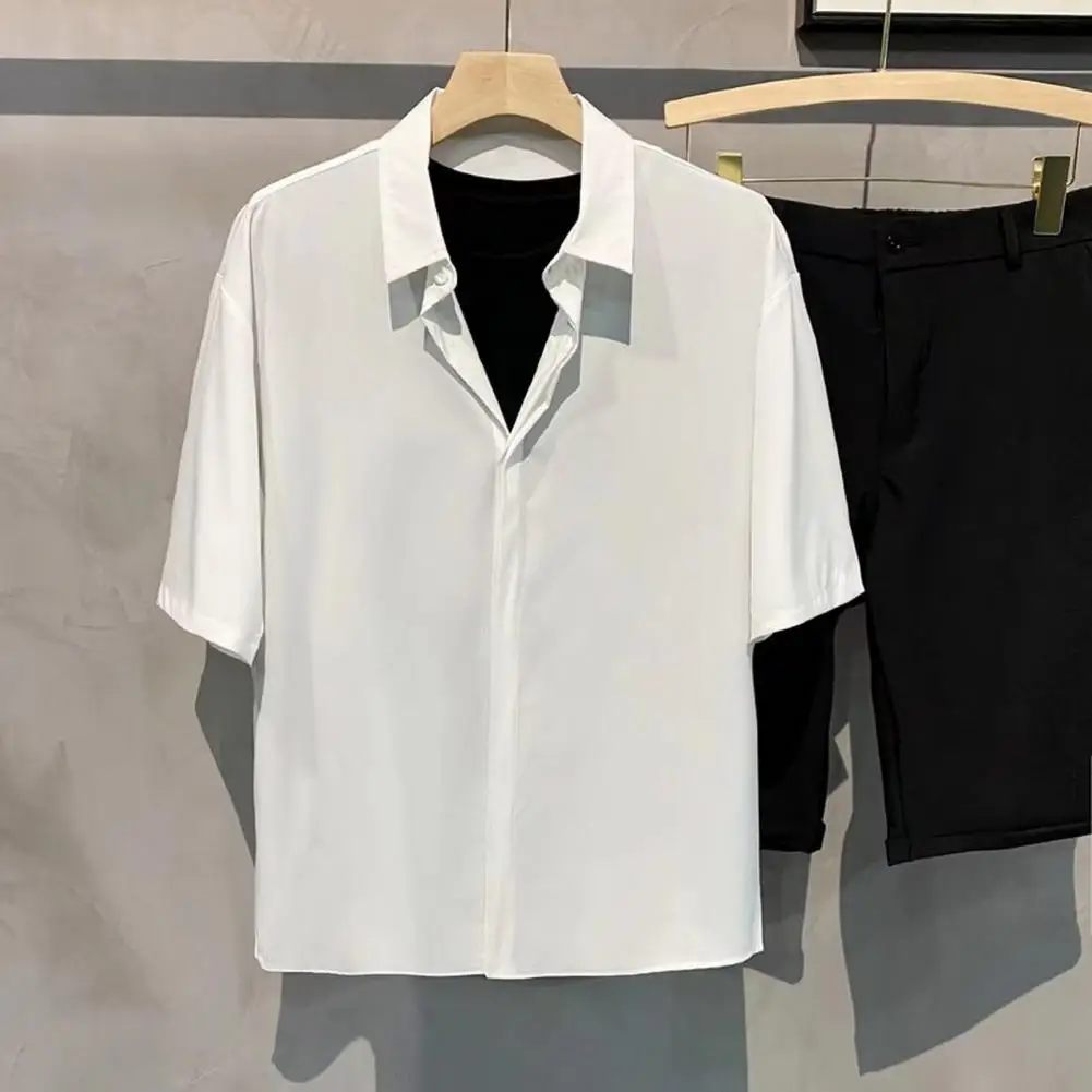 Summer Solid Short Sleeve Shirt Men Korean Fashion Casual Baggy Comfortable White Shirts Male Trendy Youth Button Top
Summer Solid Short Sleeve Shirt Men Korean Fashion Casual Baggy Comfortable White Shirts Male Trendy Youth Button Top