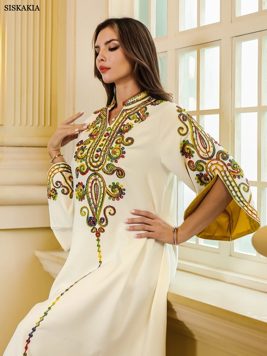 Siskakia Luxury Woman Evening Dress Dubai Embroidered Abayas Fashion Split Sleeve Caftan Marocain Femme
Siskakia Luxury Woman Evening Dress Dubai Embroidered Abayas Fashion Split Sleeve Caftan Marocain Femme