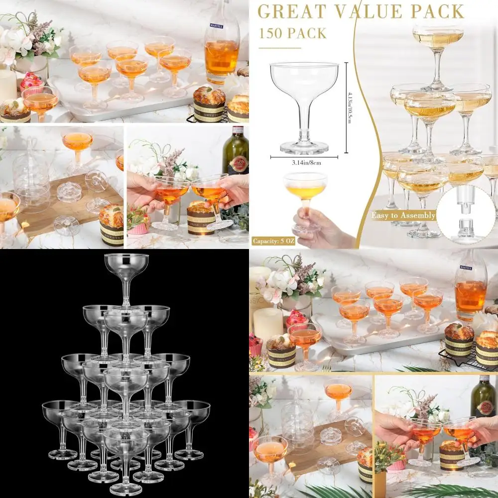 Набор из 150 прозрачных пластиковых бокалов для шампанского объемом 5 унций - одноразовые, небьющиеся, складные бокалы на ножке для вечеринок и свадеб
Набор из 150 прозрачных пластиковых бокалов для шампанского объемом 5 унций - одноразовые, небьющиеся, складные бокалы на ножке для вечеринок и свадеб