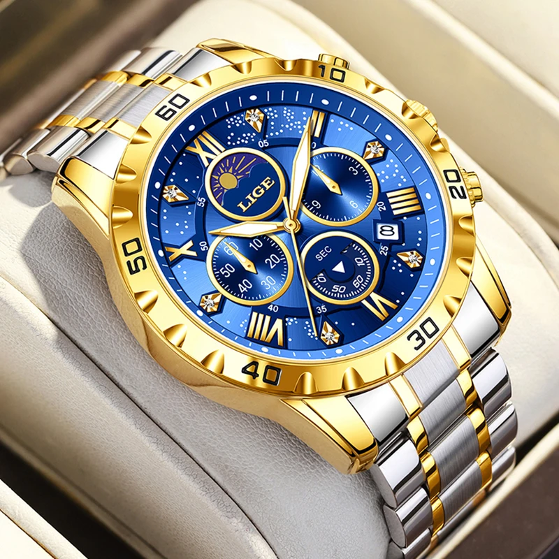 Новые модные роскошные кварцевые мужские часы LIGE, деловые повседневные часы из нержавеющей стали с датой, водонепроницаемые светящиеся часы с фазой Луны для мужчин
Новые модные роскошные кварцевые мужские часы LIGE, деловые повседневные часы из нержавеющей стали с датой, водонепроницаемые светящиеся часы с фазой Луны для мужчин