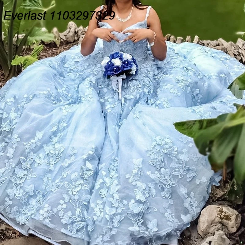 EVLAST Glitter Blue Quinceanera Dress Ball Gown 3D Butterfly Applique Beading 2024 Corset Sweet 16 Vestidos De XV 15 Anos TQD706
EVLAST Glitter Blue Quinceanera Dress Ball Gown 3D Butterfly Applique Beading 2024 Corset Sweet 16 Vestidos De XV 15 Anos TQD706