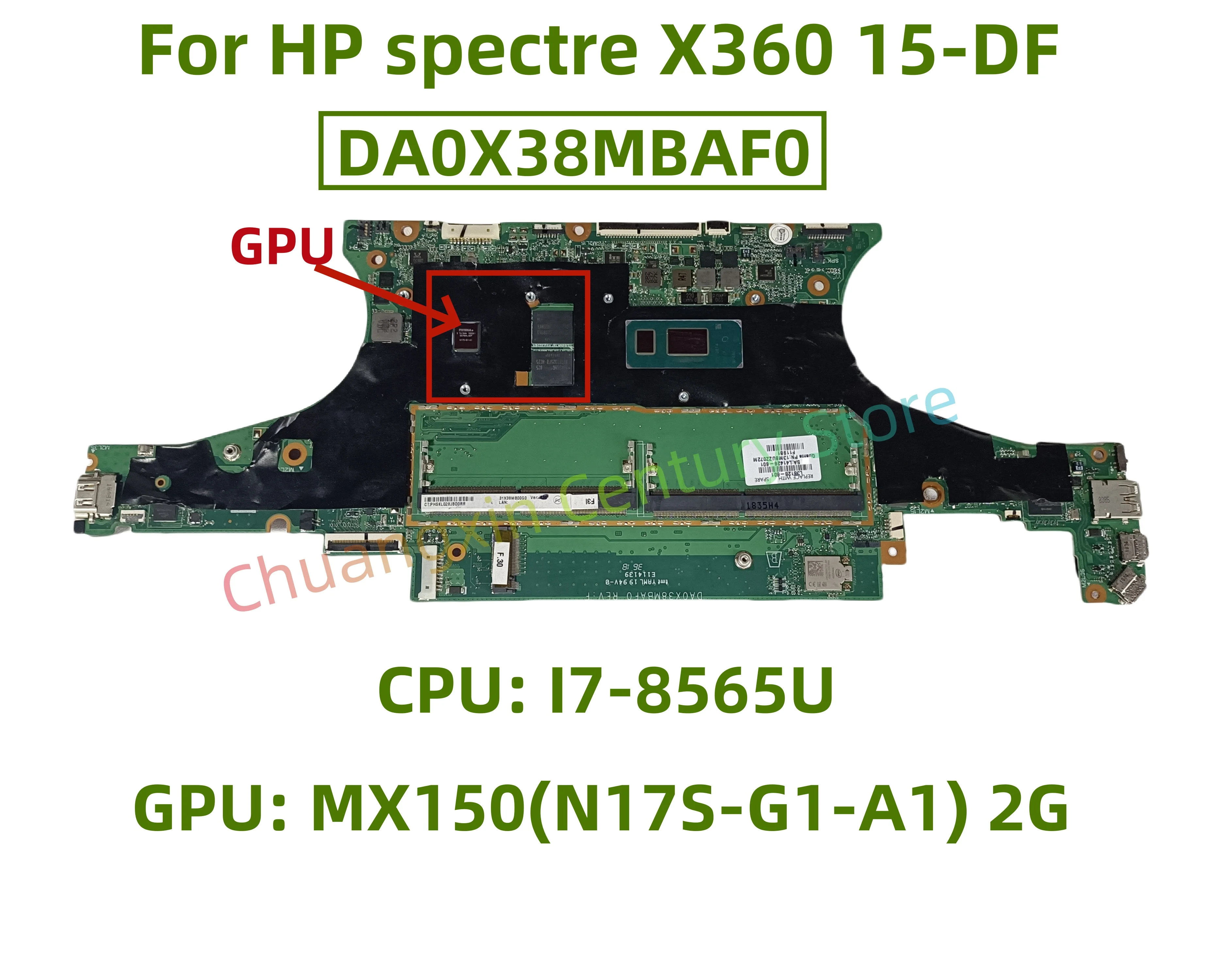 Материнская плата DA0X38MBAF0 для ноутбука HP Spectre X360 15-DF с процессором: I7-8565U, графический процессор: MX150(N17S-G1-A1), 2G, 100% протестировано
Материнская плата DA0X38MBAF0 для ноутбука HP Spectre X360 15-DF с процессором: I7-8565U, графический процессор: MX150(N17S-G1-A1), 2G, 100% протестировано