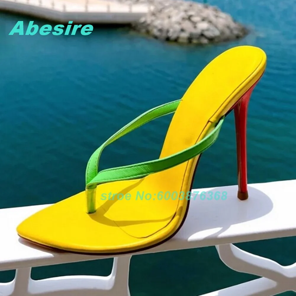 Yellow Clip Toe Stiletto Heels Slippers Open Toe Blue-Strip Outside Shoes for Women Summer Spicy Girls Party Fashion Shoes New
Yellow Clip Toe Stiletto Heels Slippers Open Toe Blue-Strip Outside Shoes for Women Summer Spicy Girls Party Fashion Shoes New