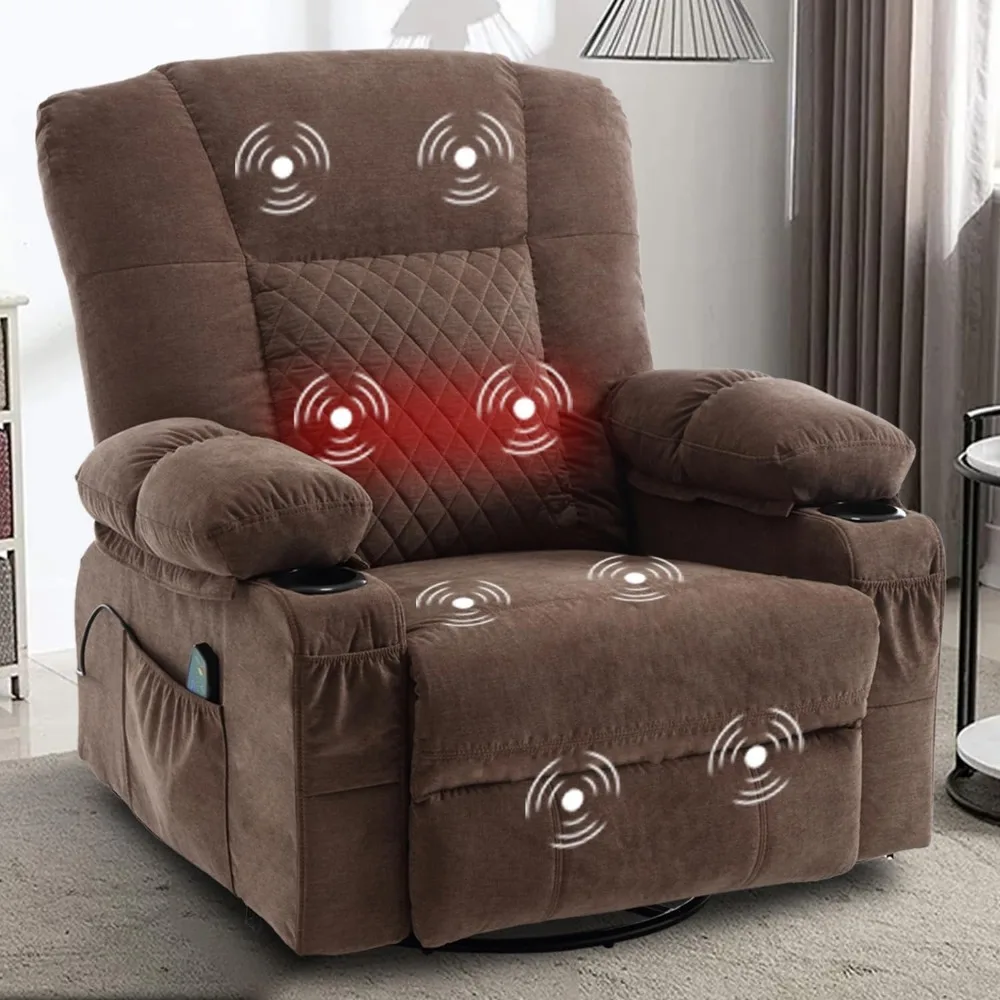 Oversized Rocker Recliner Chair with Massage and Heat, Fabric Overstuffed Swivel Recliners Lounge Chairs for Adults, Manual Home
Oversized Rocker Recliner Chair with Massage and Heat, Fabric Overstuffed Swivel Recliners Lounge Chairs for Adults, Manual Home