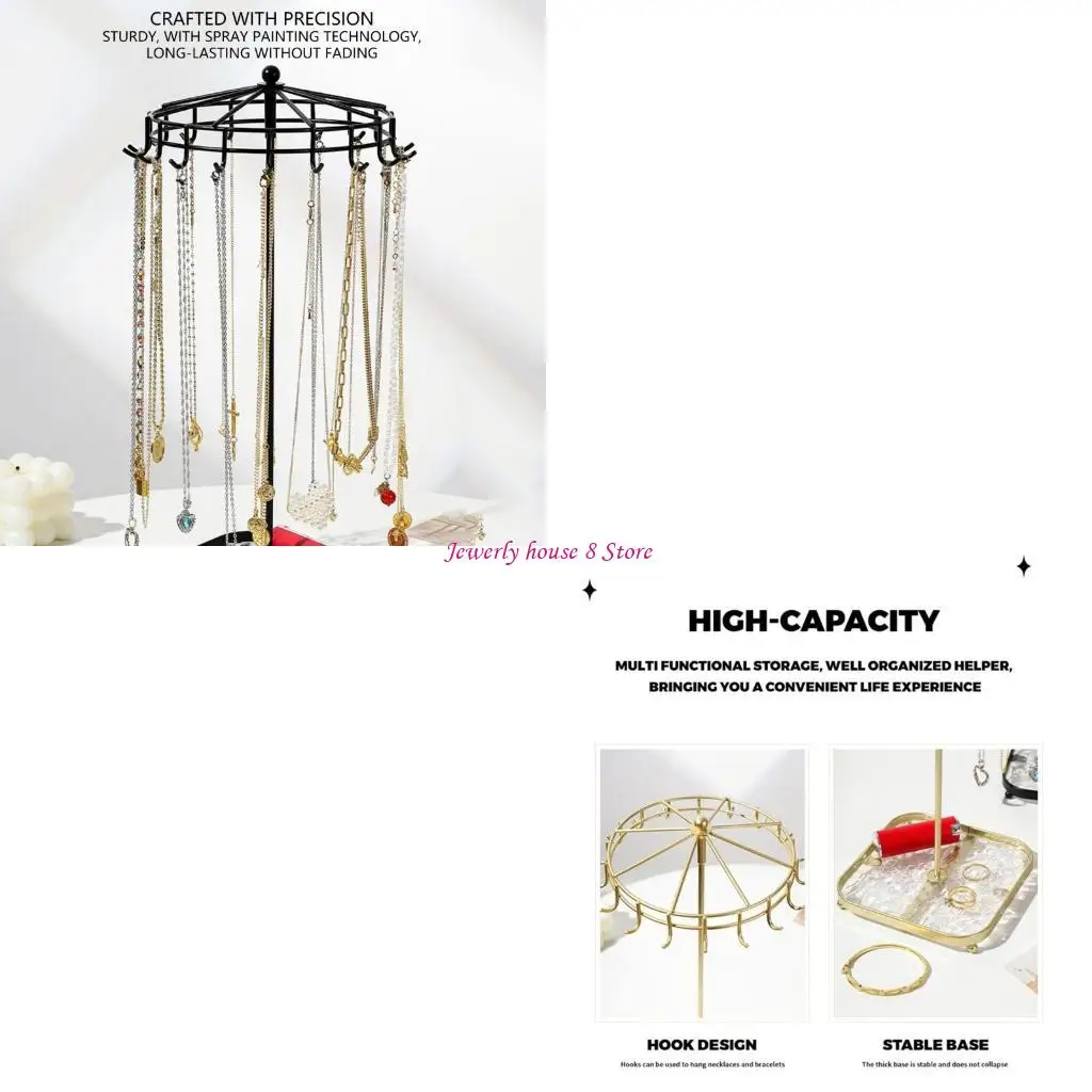 Easy Assembly Rotating Jewelry Rack Acrylic Metal Multilayer Organizers
