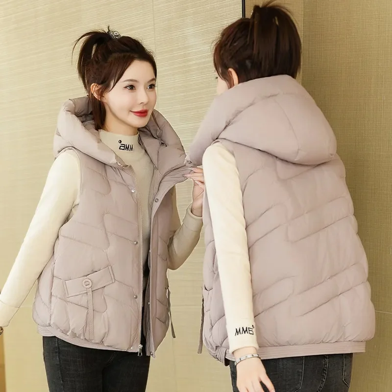 Women Hooded Zipper Cotton Vest Autumn Winter Sleeveless Jacket Warm Quilted Vest Korean Outdoor Windbreak Coat Female Waistcoat
Women Hooded Zipper Cotton Vest Autumn Winter Sleeveless Jacket Warm Quilted Vest Korean Outdoor Windbreak Coat Female Waistcoat
