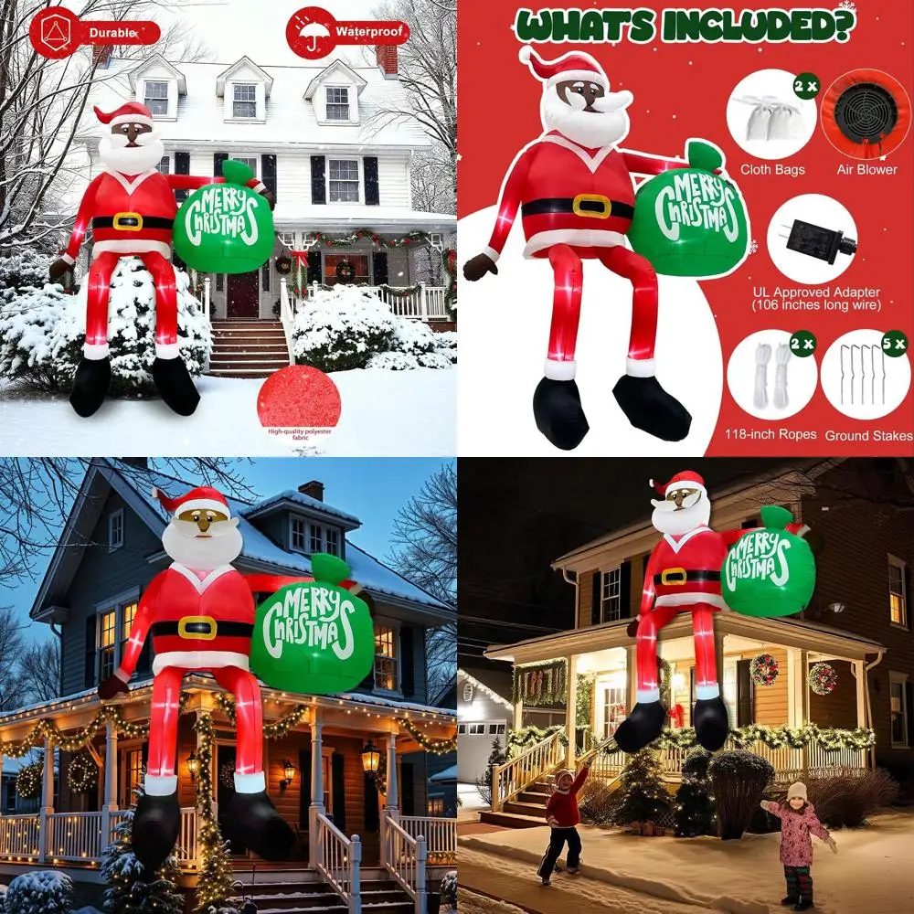 Большой альпинистский черный Санта-Клаус на открытом воздухе, рождественский надувной со светодиодной подсветкой, украшение для двора на крыше
Большой альпинистский черный Санта-Клаус на открытом воздухе, рождественский надувной со светодиодной подсветкой, украшение для двора на крыше