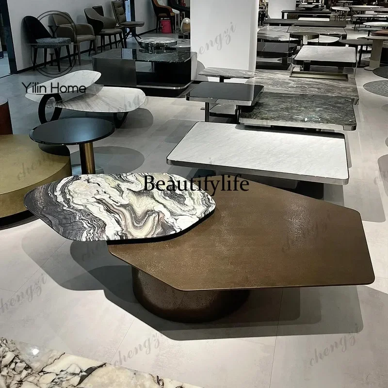 Y136 Marble special-shaped rotating coffee table Italian minimalist living room stainless steel designer high-end combination
Y136 Marble special-shaped rotating coffee table Italian minimalist living room stainless steel designer high-end combination