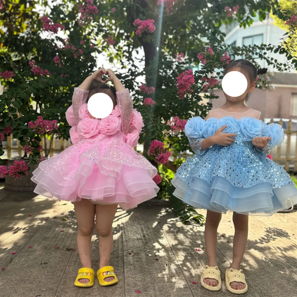 Luxury Flower Girl Dress Floral Sequined Long Sleeve Princess Toddler Kids Wedding Birthday Pageant Party Ball Gown Customized
Luxury Flower Girl Dress Floral Sequined Long Sleeve Princess Toddler Kids Wedding Birthday Pageant Party Ball Gown Customized