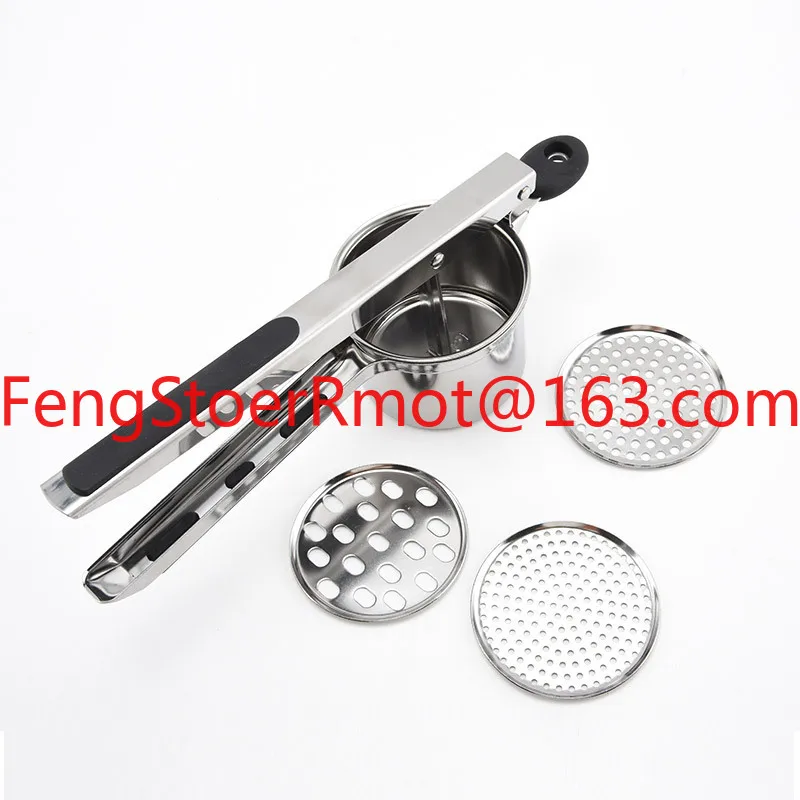 Stainless steel potato press, masher, household rubber and plastic handle, thickened potato press set, in stock. 
Stainless steel potato press, masher, household rubber and plastic handle, thickened potato press set, in stock.