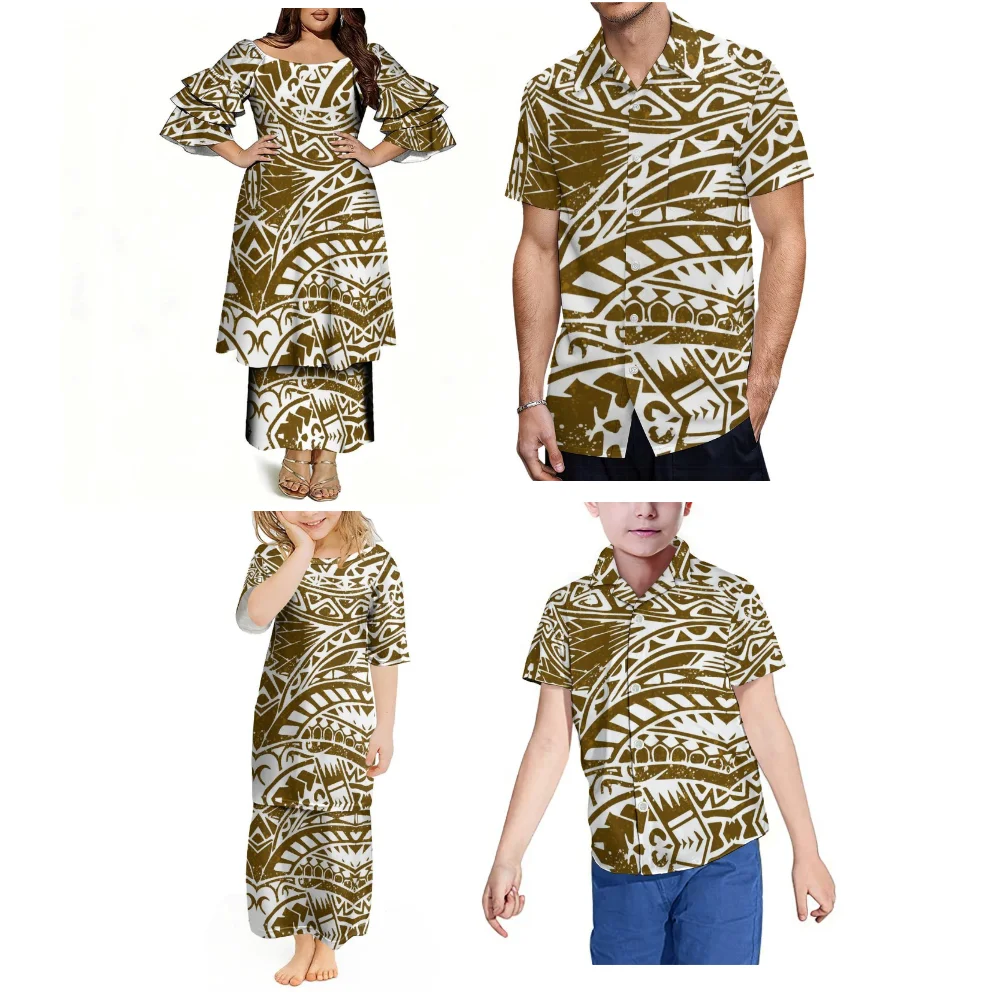 Polynesian Island Custom Family Set Of Soft Fabric Women'S Puletasi Two-Piece Set, Men'S Short-Sleeved Shirt Beach Party Attire
Polynesian Island Custom Family Set Of Soft Fabric Women'S Puletasi Two-Piece Set, Men'S Short-Sleeved Shirt Beach Party Attire