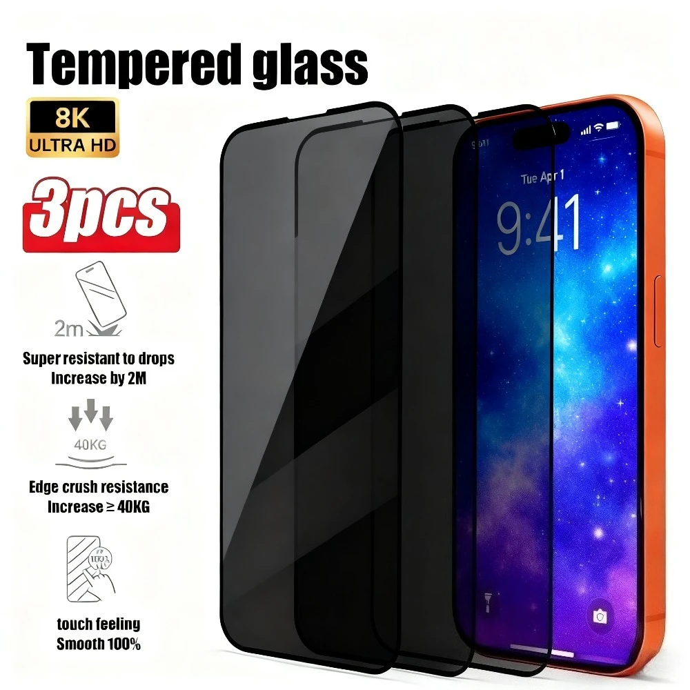 3Pcs Anti Spy Screen Protector for iPhone 17 16 15 14 Pro 17e 16e 15 14 Plus 13 12 11 Pro Mini Air Full Coverage Tempered Glass
3Pcs Anti Spy Screen Protector for iPhone 17 16 15 14 Pro 17e 16e 15 14 Plus 13 12 11 Pro Mini Air Full Coverage Tempered Glass