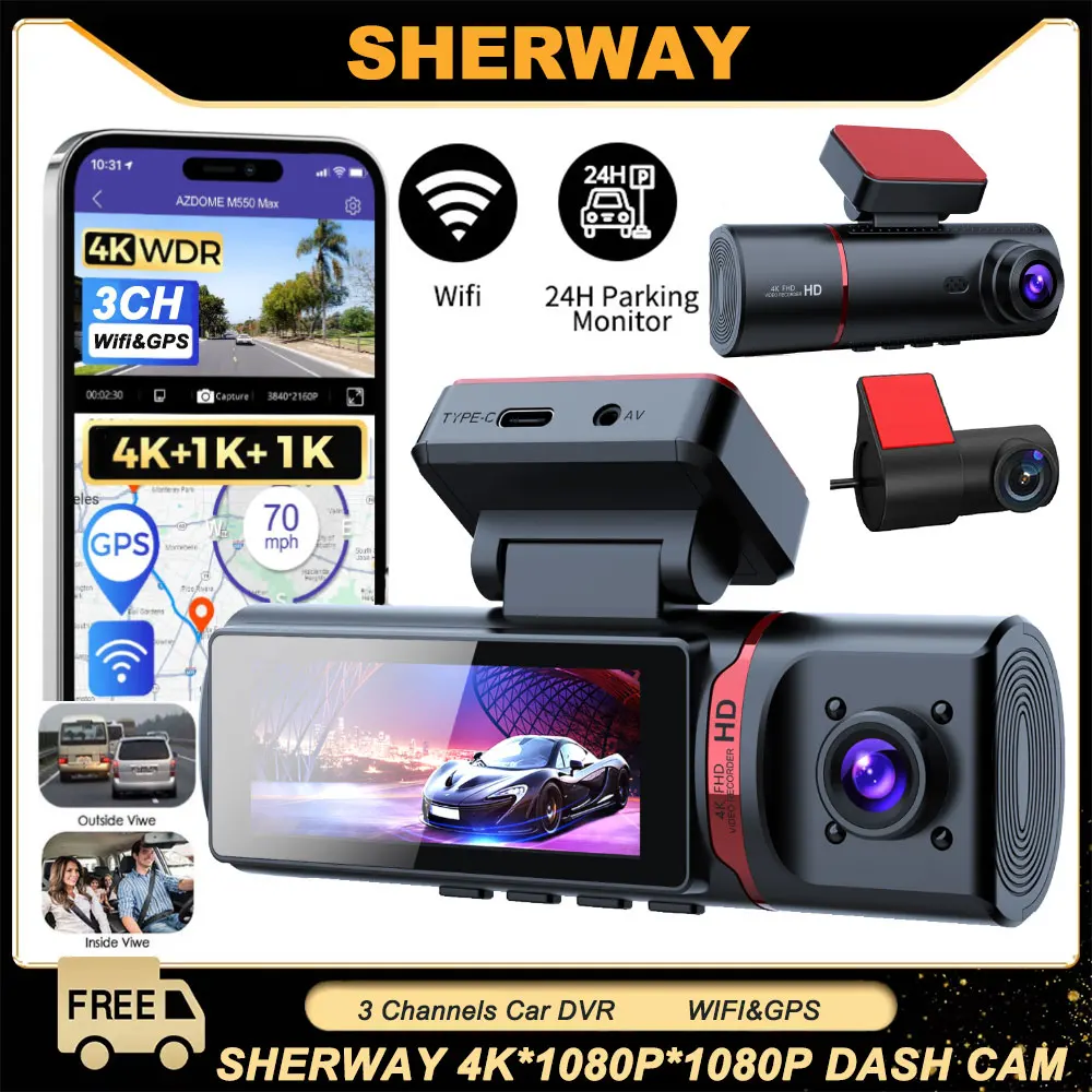 3 Channel Car DVR 4K 3-Lens Front Inside Rear GPS Wifi Dash Cam DVR Recorder Video Registrator Car Camera 24h Parking Monitor
3 Channel Car DVR 4K 3-Lens Front Inside Rear GPS Wifi Dash Cam DVR Recorder Video Registrator Car Camera 24h Parking Monitor