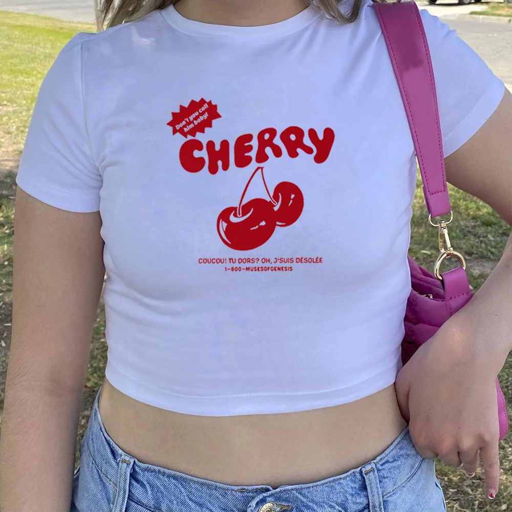 Cherry Crop Top Cute Cherries Graphic Tee Women Y2k Aesthetic Tops Lady Girls Sexy Slim Fit Baby Tee Summer Casual T-shirts
Cherry Crop Top Cute Cherries Graphic Tee Women Y2k Aesthetic Tops Lady Girls Sexy Slim Fit Baby Tee Summer Casual T-shirts