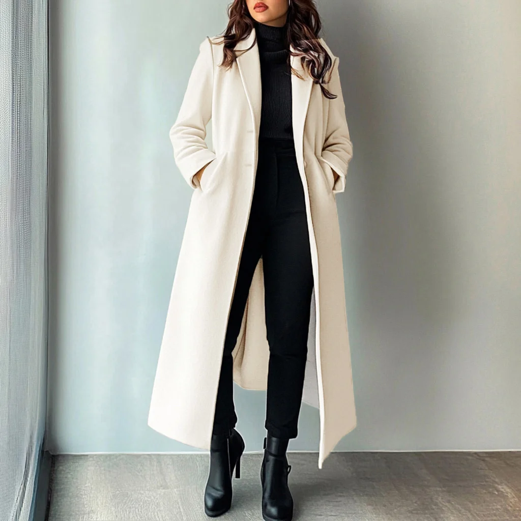 Azarooyi Women's Coats Autumn Winter Simple White Plain Single Breated Long Sleeve Lapel Loose Pocket Maxi Warm Coats Clothes
Azarooyi Women's Coats Autumn Winter Simple White Plain Single Breated Long Sleeve Lapel Loose Pocket Maxi Warm Coats Clothes