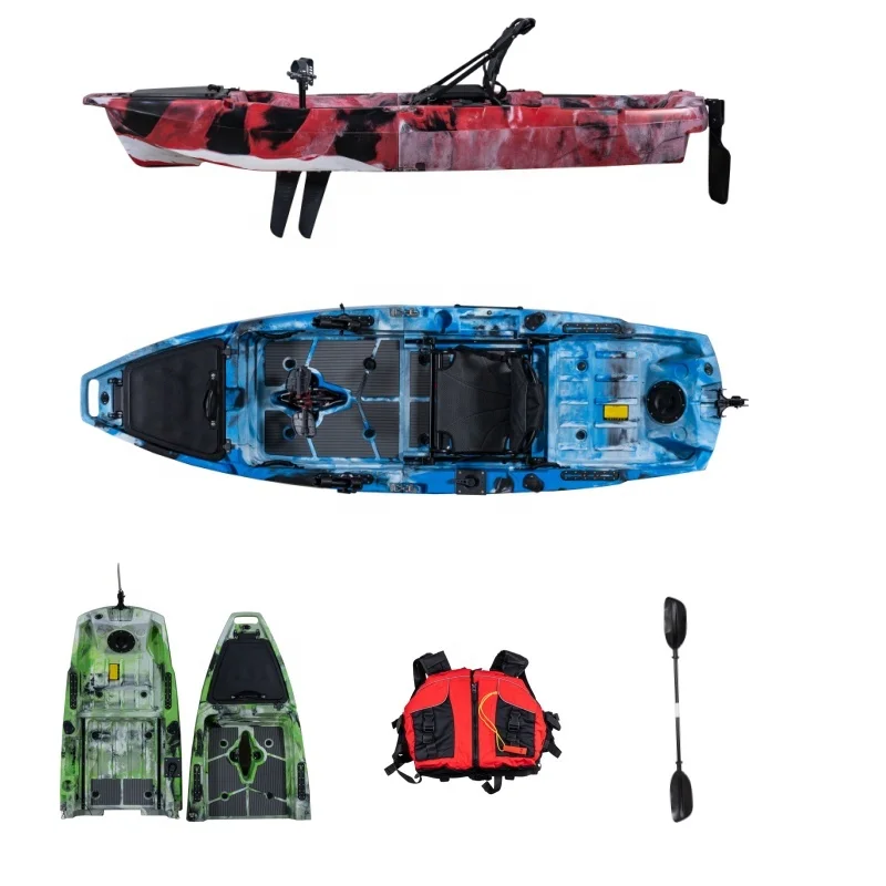 New 10FT Two Pieces Detachable Flap Fin Pedal Kayak Single Paddler Plastic Modular Kayak With Electric Motor
New 10FT Two Pieces Detachable Flap Fin Pedal Kayak Single Paddler Plastic Modular Kayak With Electric Motor