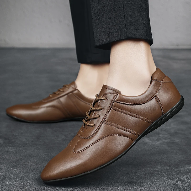 Fashionable Outdoor Breathable Anti Slip Casual Shoes for Spring New Men Comfortable Pointed Lace Up Casual Cowhide Leather Shoe
Fashionable Outdoor Breathable Anti Slip Casual Shoes for Spring New Men Comfortable Pointed Lace Up Casual Cowhide Leather Shoe