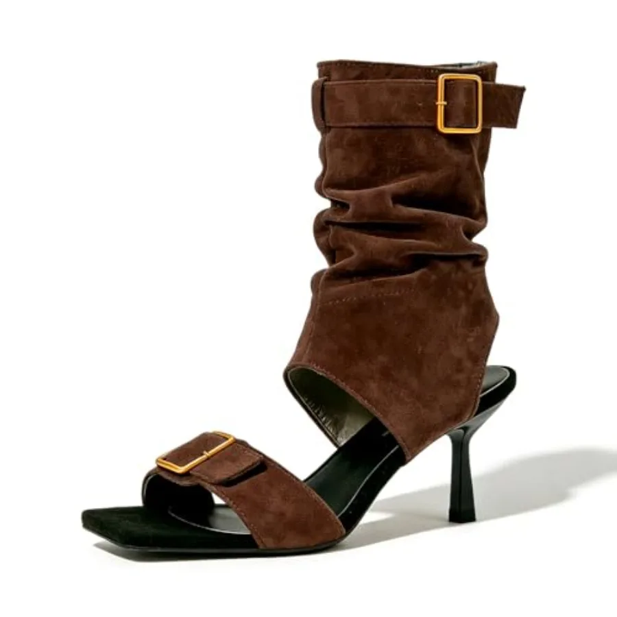 Women'S One Strap Kitten Heel Sandal Boots with Belt Buckle Vintage Square Open Toe Slingback Low Heel Summer Suede Wrinkles Da
Women'S One Strap Kitten Heel Sandal Boots with Belt Buckle Vintage Square Open Toe Slingback Low Heel Summer Suede Wrinkles Da