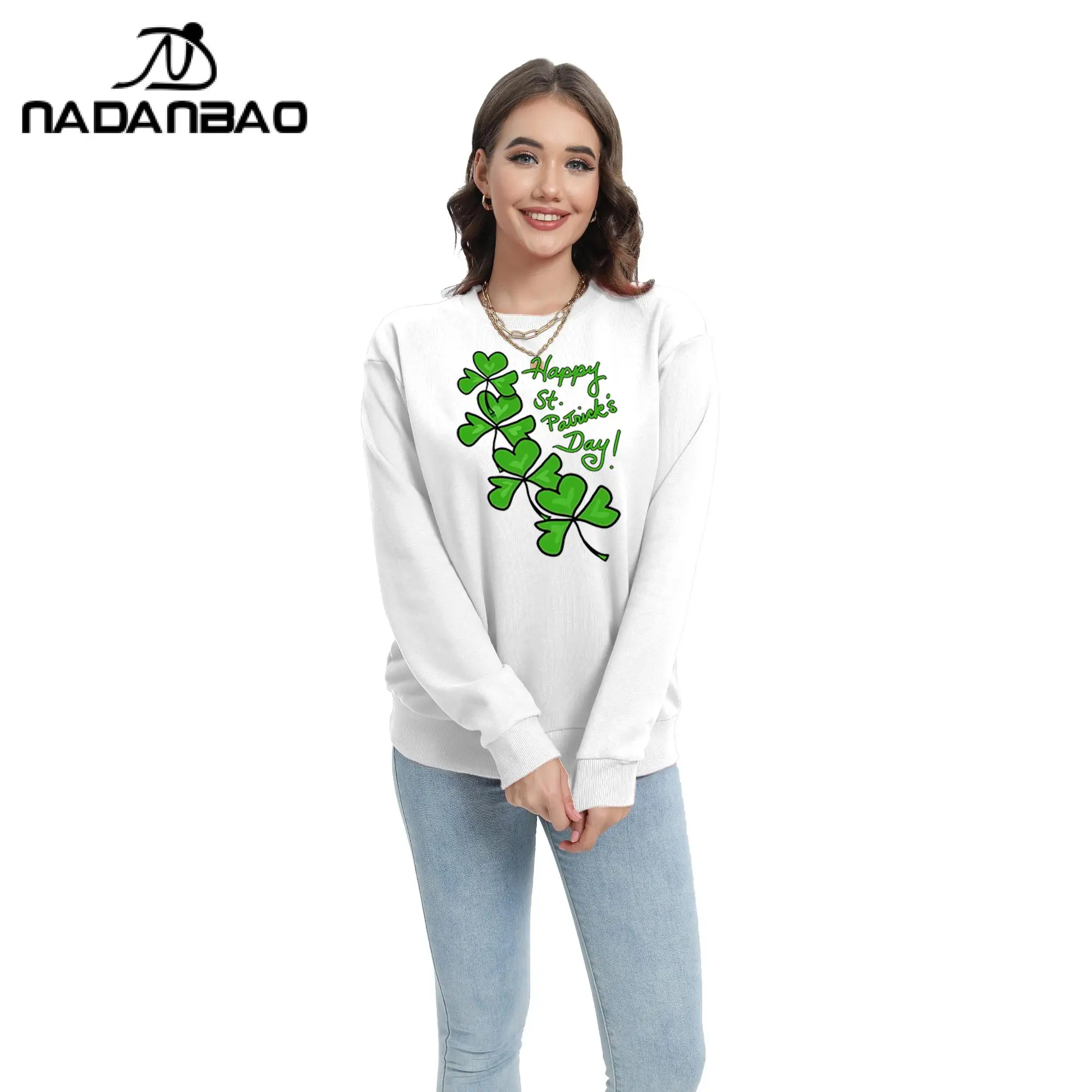 Round Neck Long Sleeved Pullover with Fashionable New Design 3D Printed Warm and Loose Fitting Top St'patrick's Street Clothing
Round Neck Long Sleeved Pullover with Fashionable New Design 3D Printed Warm and Loose Fitting Top St'patrick's Street Clothing